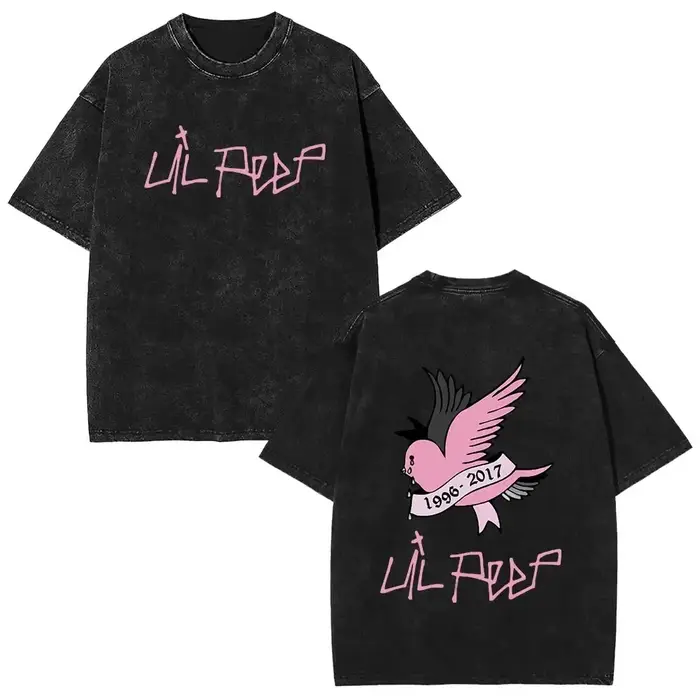 Lavé Vintage rappeur Lil Peep Album de musique 2025 T-shirts hommes femmes mode Hip Hop rétro T-shir