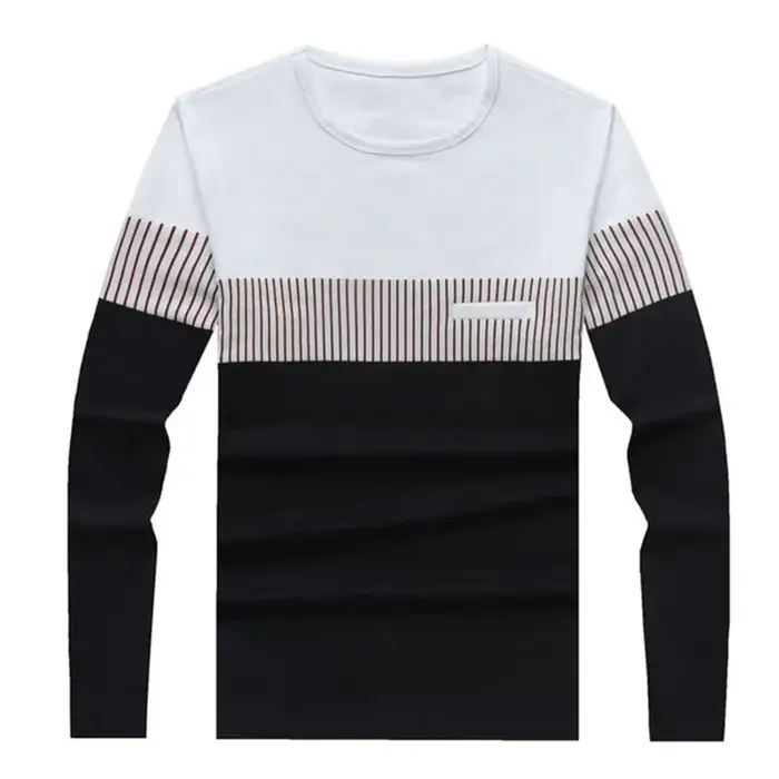 T-shirt en coton à manches longues et col rond pour hommes