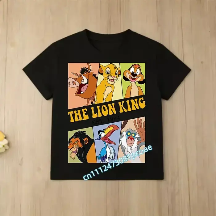 T-shirt de sport pour garçons et filles - Haut décontracté avec imprimé de dessin animé Le Roi Lion
