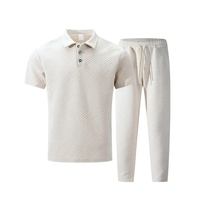 2025 hommes printemps et automne jacquard couleur unie décontracté et haut POLO à la mode