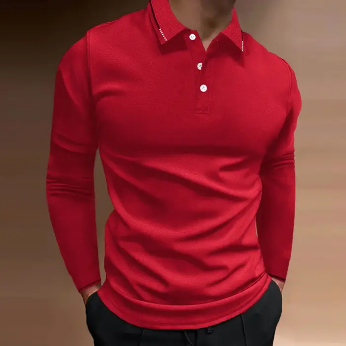 Polo à manches longues pour hommes, sport, Fitness, col décontracté, automne