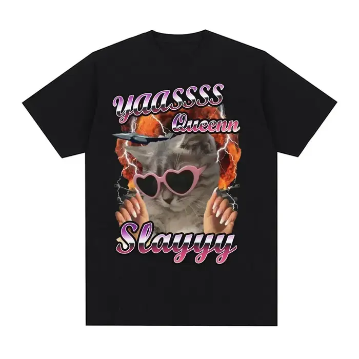 Yas Queen Slay amusant passionné de chat T-shirt femmes mode mignon à manches courtes T-shirt style 