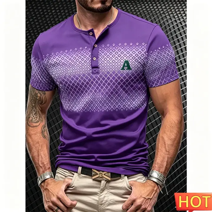 T-shirt pour homme, manches courtes, t-shirt Henry pour homme, t-shirt décontracté pour homme, t-shirt boutonné respirant, t-shirt Henry sport, vêtements pour homme