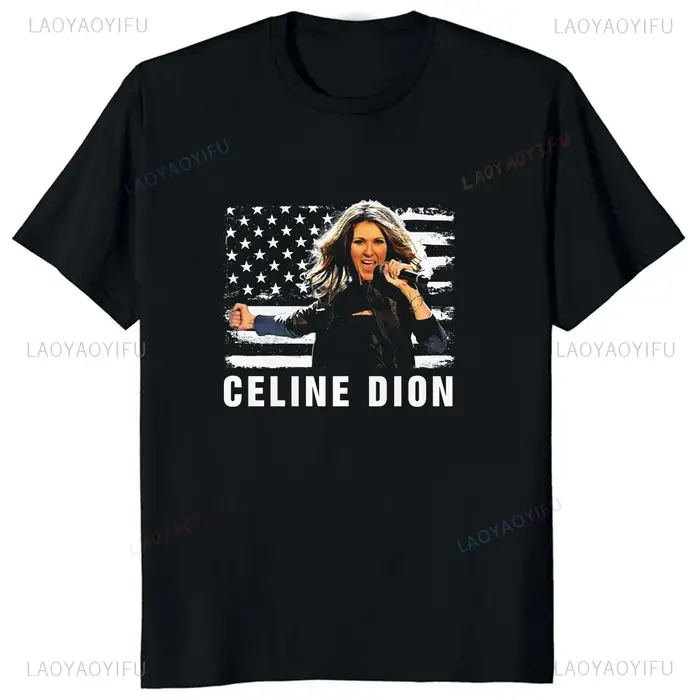 T-shirt imprimé rétro Céline Dion - Chemise à manches courtes tendance unisexe adaptée aux hommes et aux femmes