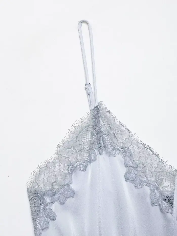 Débardeur en satin patchwork dentelle pour femme