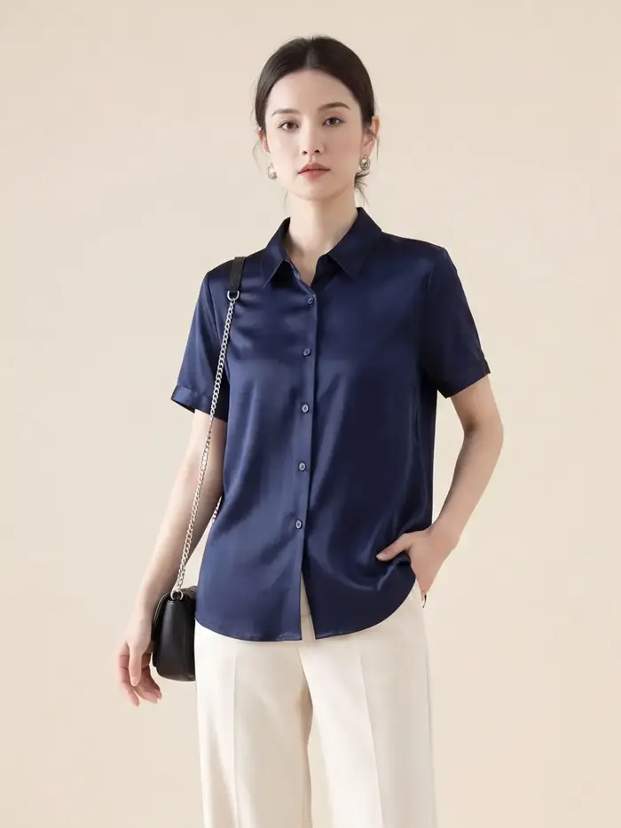 T-Shirt en soie de mûrier chemise à manches courtes pour femmes nouvelle