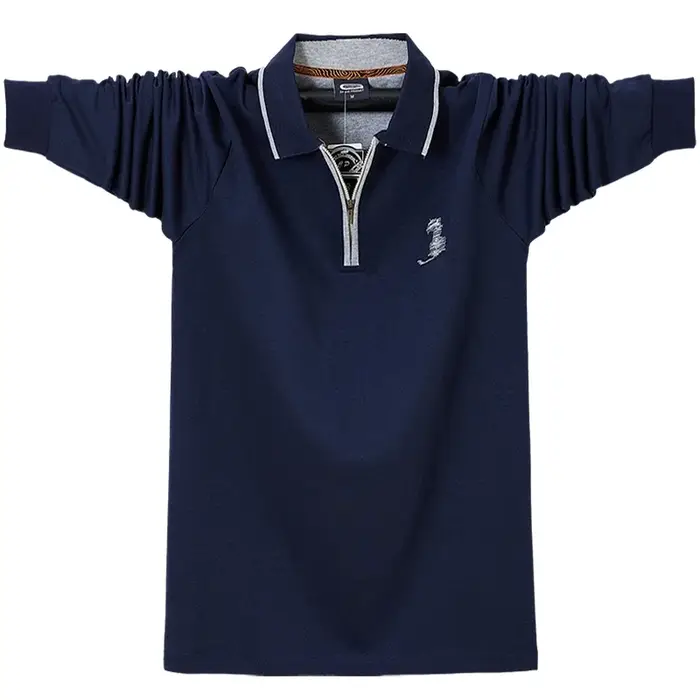 Polo brodé à manches longues pour homme