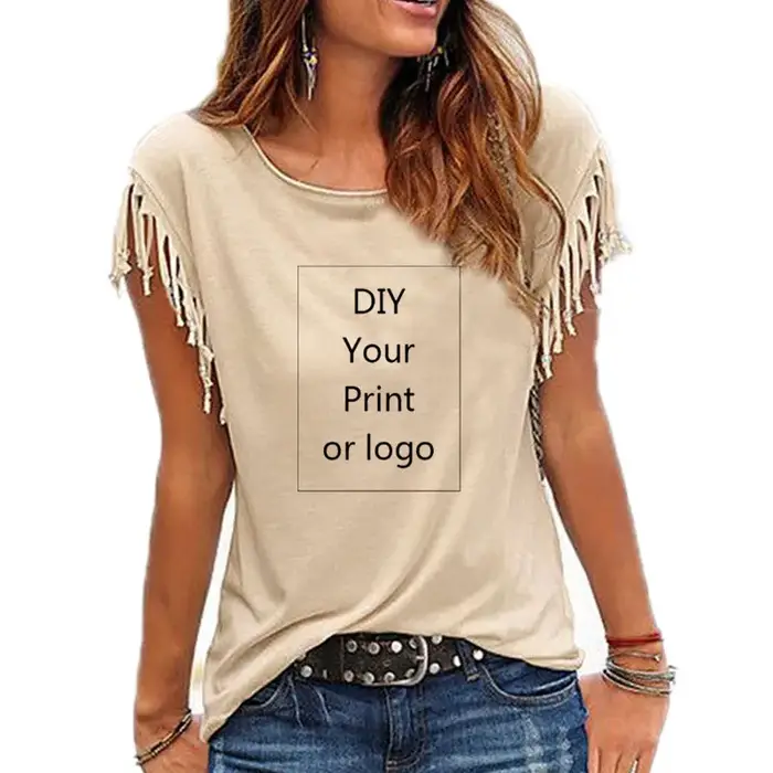 Nouveau T-shirt personnalisé 2026 pour femme – Créez votre propre motif photo ou logo – Haut à manches courtes avec