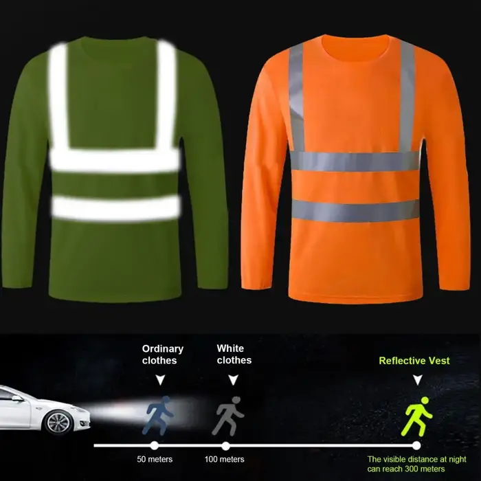 T-shirt réfléchissant Fluorescent vert Orange chemise extérieure haute visibilité