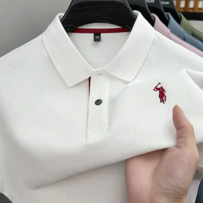 Marque de luxe 100% coton manches courtes polo shirt été nouvelles tendances poney exquis brodé t - 