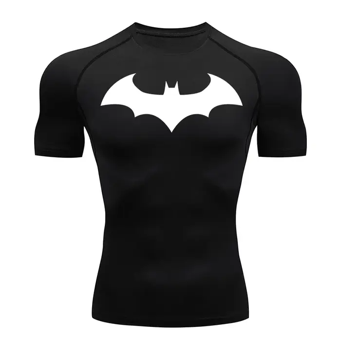 T-shirts de compression à motif chauve-souris pour hommes