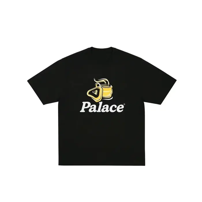 T-shirt unisexe en coton imprimé logo triangle tasse de café jaune Palace, collection été 2026, styl