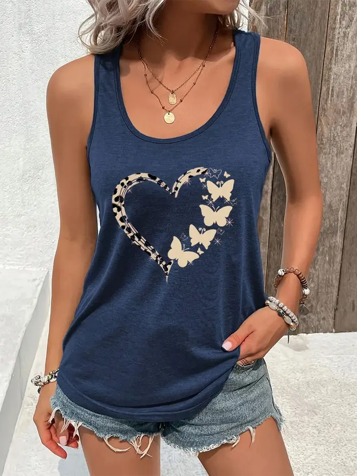 Femme Racerback Débardeur Léopard Papillon Imprimé Sexy Hauts