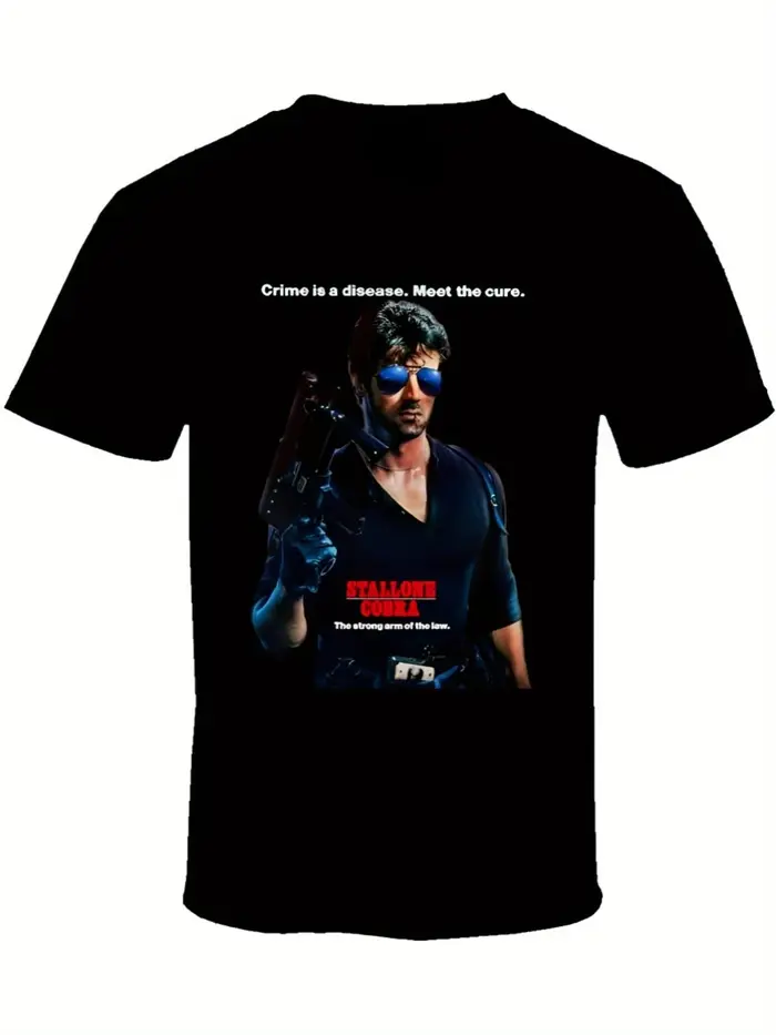T-shirt graphique de Film d'action Cobra Stallone 80S pour hommes