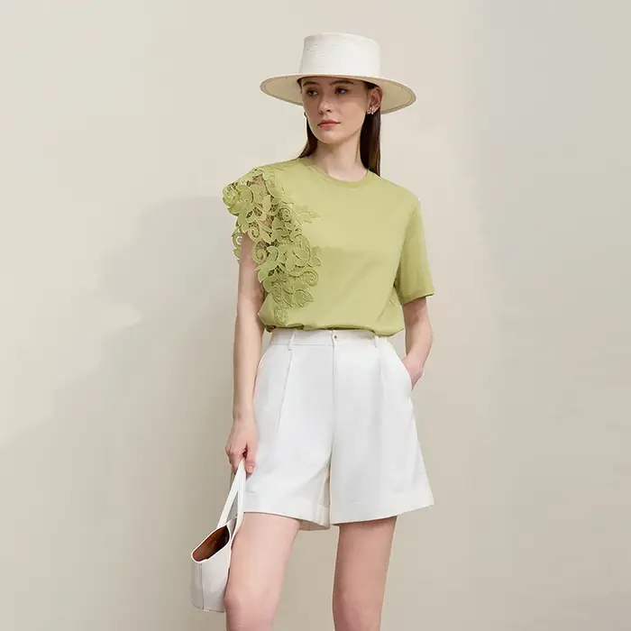 T-shirt Amii pour femme – Nouveauté été 2026 – Hauts à col rond en coton anti-humidité