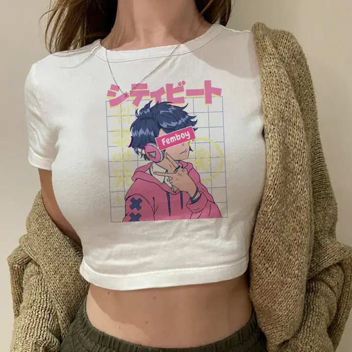 Femboy Goth Fairy Grunge Crop Top pour filles