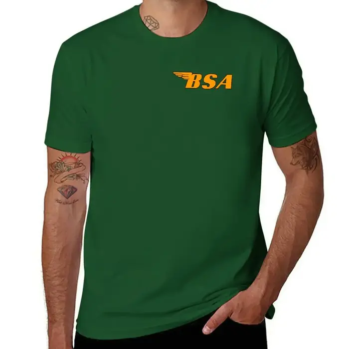 T-shirt orange vintage pour hommes, vêtements de rue, vêtements personnalisés, médicaments, bsa