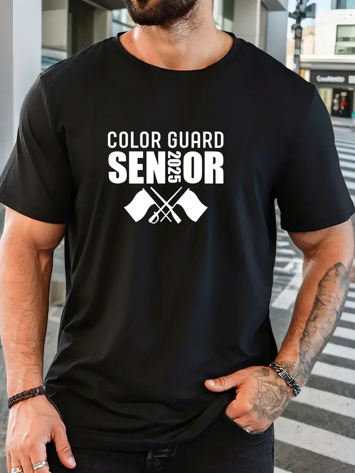 T-shirt court décontracté à col rond pour homme color guard senior 2025