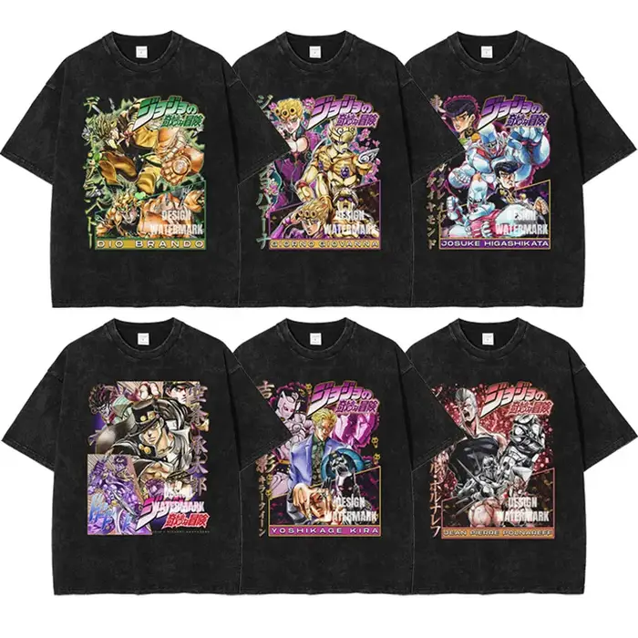 Bandai Stardust croisé T-shirt Manga Vintage lavé JOJO t-shirts surdimensionné
