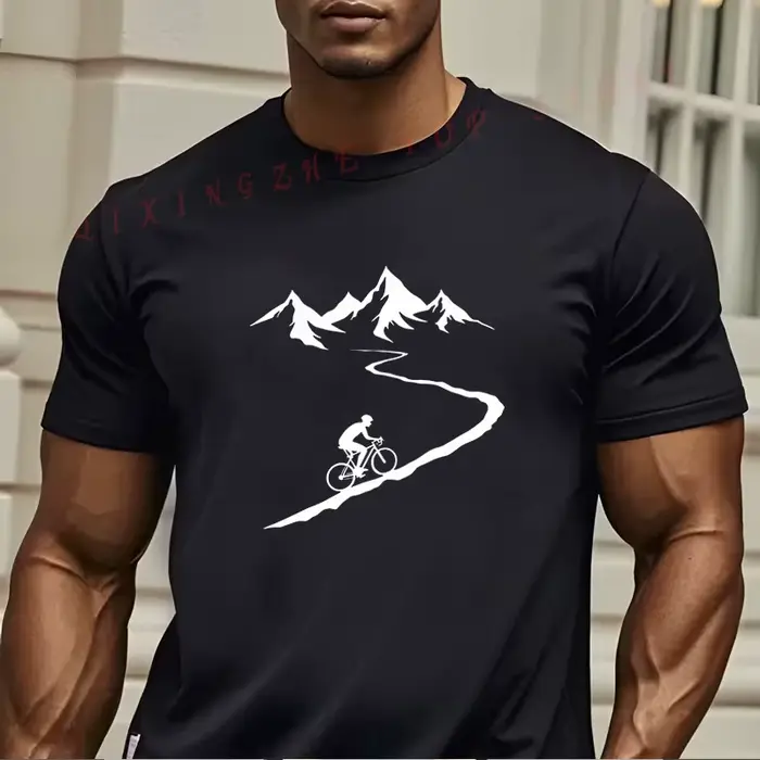 T-shirt de cyclisme bleu clair pour homme - T-shirt d'été respirant avec motif de VTT, cadeau amusan