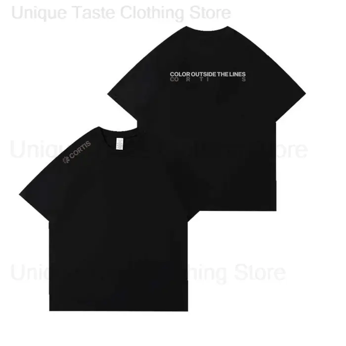  CORTIS T-shirt couleur à l'extérieur les lignes lettre impression T-shirt Kpop mode Hip Hop T-shir