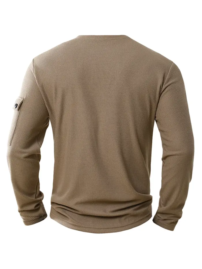 Homme nouveau bouton Henley col chemise à manches longues décontracté