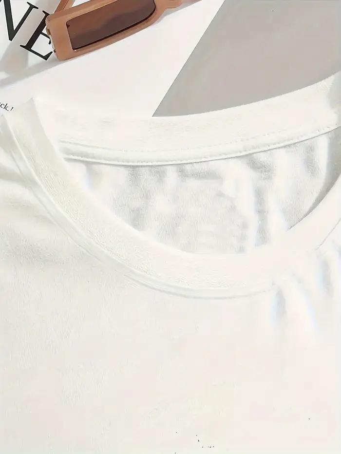 T-Shirt à manches courtes et col rond élastique pour femme