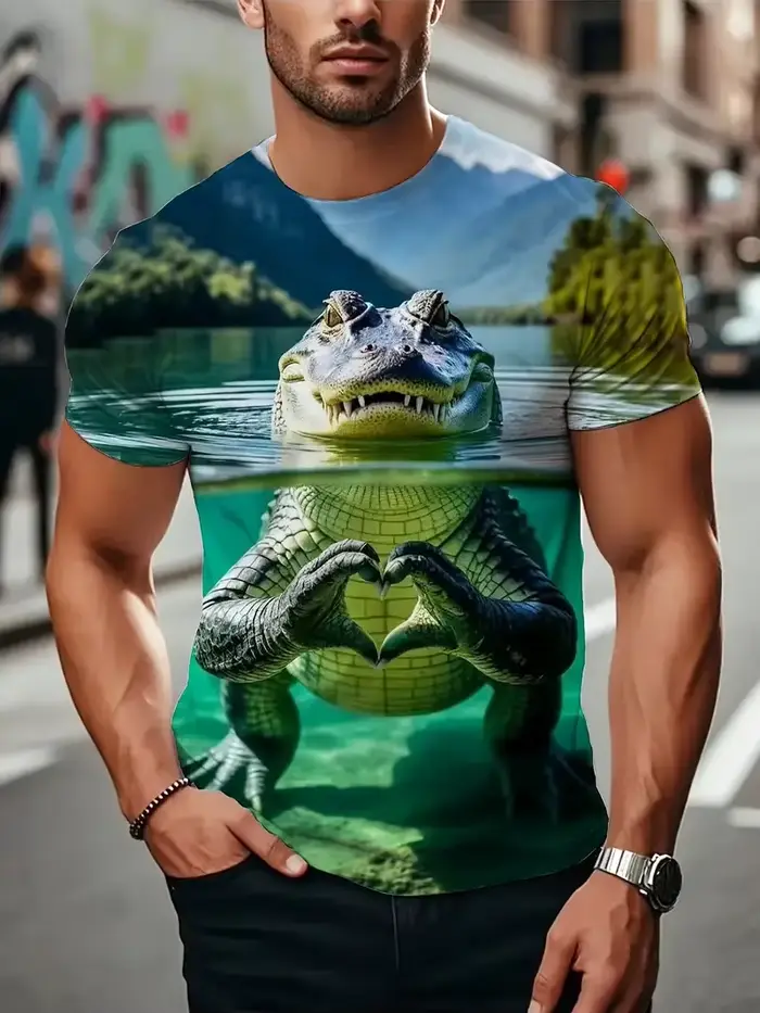 2025 nouveaux T-Shirts graphiques Crocodile pour hommes mode d'été impression 3D femme décontracté à manches courtes t-shirt surdimensionné Harajuku hauts