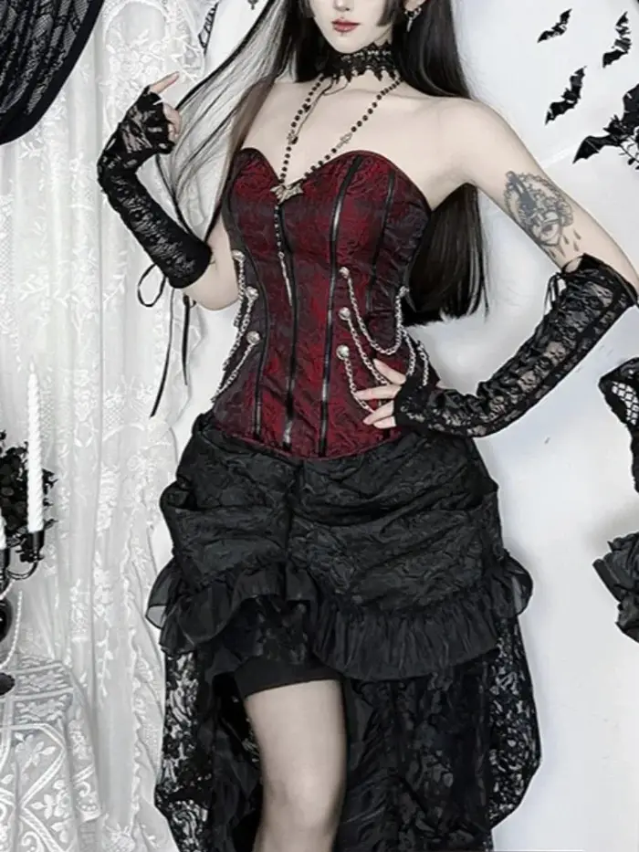 AltGoth Cyber Punk gothique gilet femmes Vintage Streetwear Harajuku Y2k e-girl Emo Grunge chaîne Pa