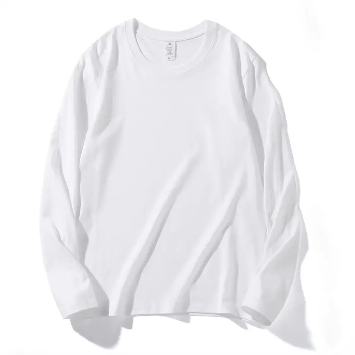 T-shirt épais à manches longues pour homme, col rond, couleur unie, style américain, haut de base, p