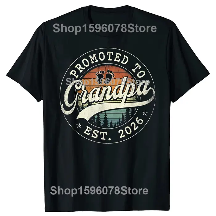 Drôle promu au grand-père Est 2026 grands-parents bébé annonce t-shirts coton à manches courtes surdimensionné ample