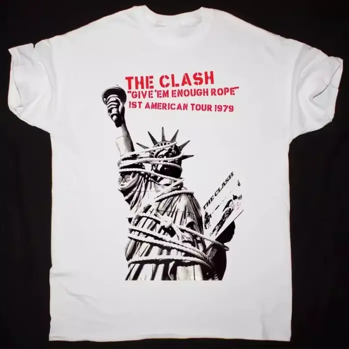 La CLASH GIVE EM ENOUGH ROPE TOUR 1979 T-Shirt coton blanc hommes femmes été hommes T-Shirt décontra
