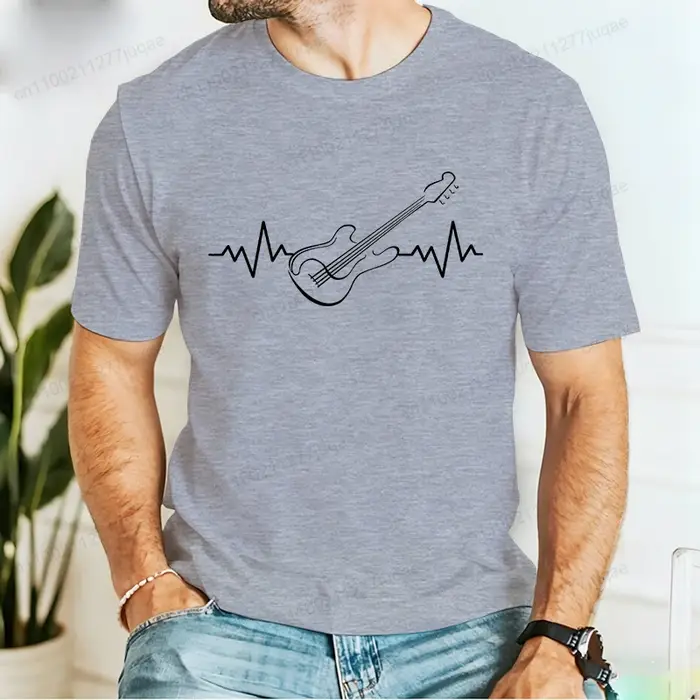 T-shirt pour homme à imprimé guitare Heartbeat