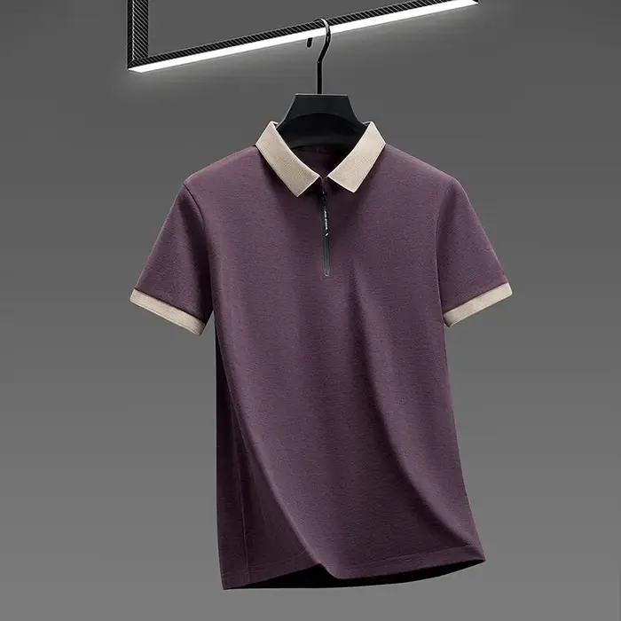 Chemises polo à fermeture éclair pour hommes