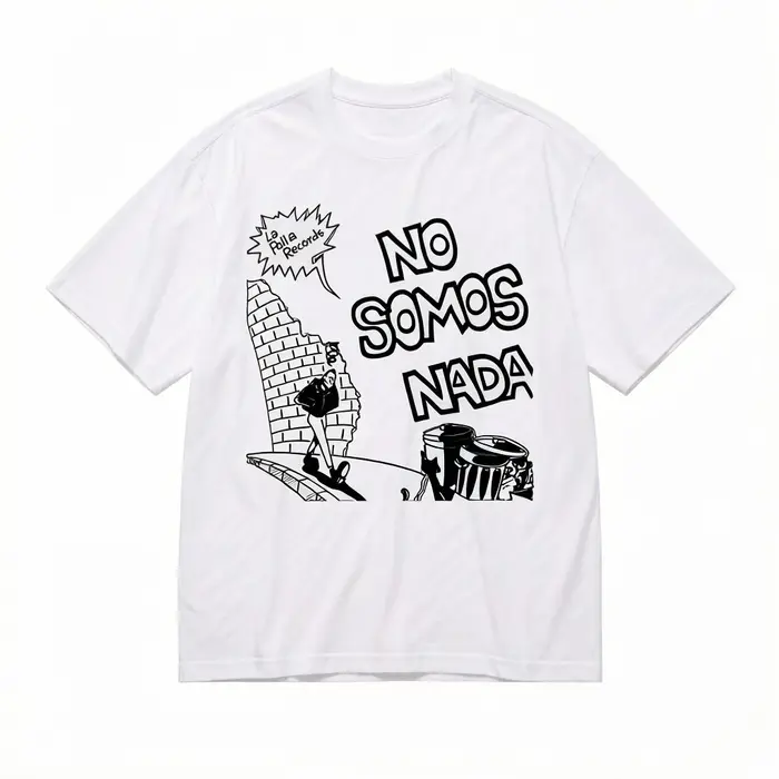 T-shirt graphique punk rock noir pour hommes La Polla Records Message de protestation espagnol NO SOMOS NAADA