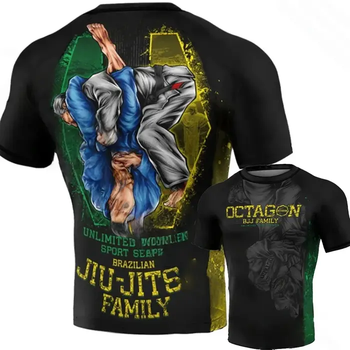 Nouveaux T-shirts 3D BJJ Jiu-Jitsu : T-shirt de sport pour homme en polyester/spandex à séchage rapide
