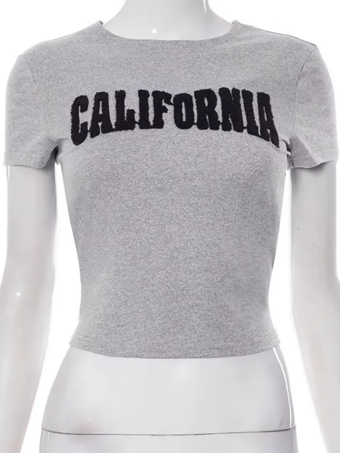 T-shirts à lettres floquées pour femmes