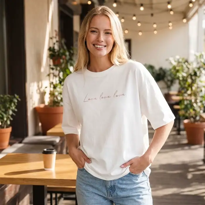 T-shirt ample pour femme à manches courtes