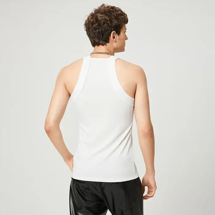Top d'été à col carré en fibre pour hommes