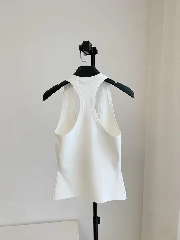 Débardeurs Femme Noirs ou Blancs Été 2026 – Gilet Tricoté Décontracté Slim à Col Halter et Encolure en U Sans Manches