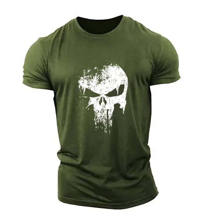 T-shirt Horror Skulls à manches courtes pour hommes, imprimé en 3D, style de rue masculin, haut de sport sportif décontracté, grande taille 6XL