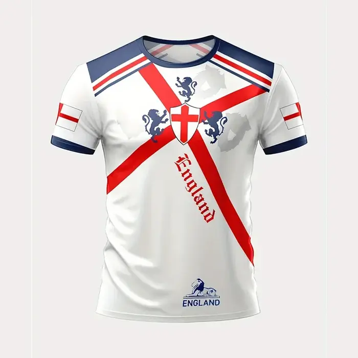 T-shirt de football anglais pour hommes, imprimé en 3D, à manches courtes, vêtements de sport décont