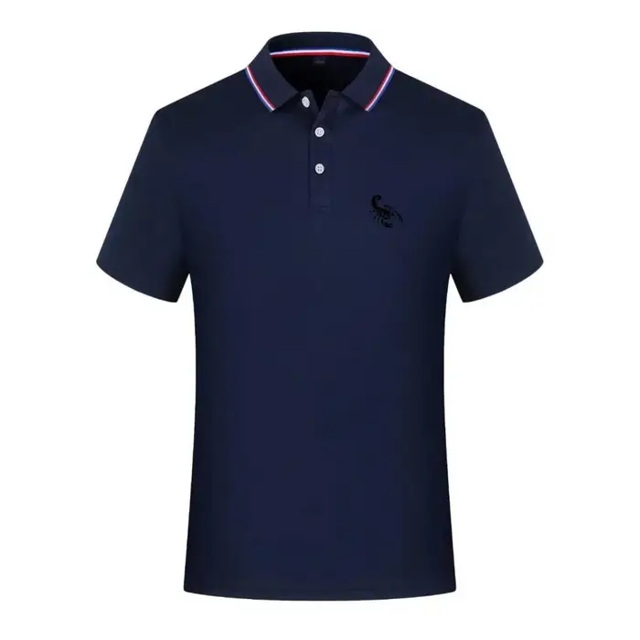 Polo imprimé Scorpion pour hommes, col rayé, manches courtes, décontracté, respirant, séchage rapide