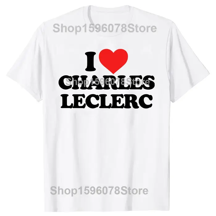 T-shirt personnalisé « I Love Charles Leclerc » pour homme, manches courtes, t-shirt décontracté, t-