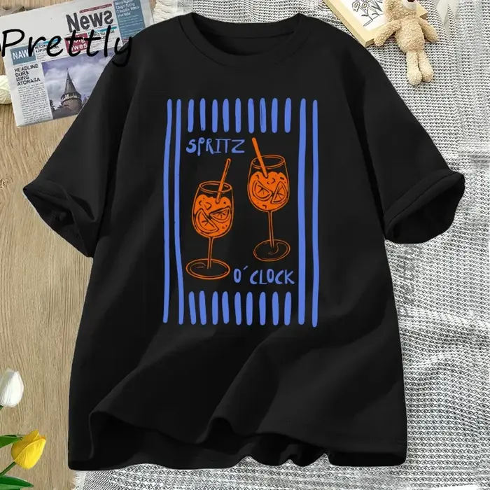 Spritz T-Shirt Cocktail Spritzy T-Shirt vacances d'été italie T-Shirt décontracté hauts col rond fem