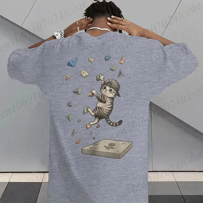 T-shirt graphique chat grimpeur pour hommes et femmes
