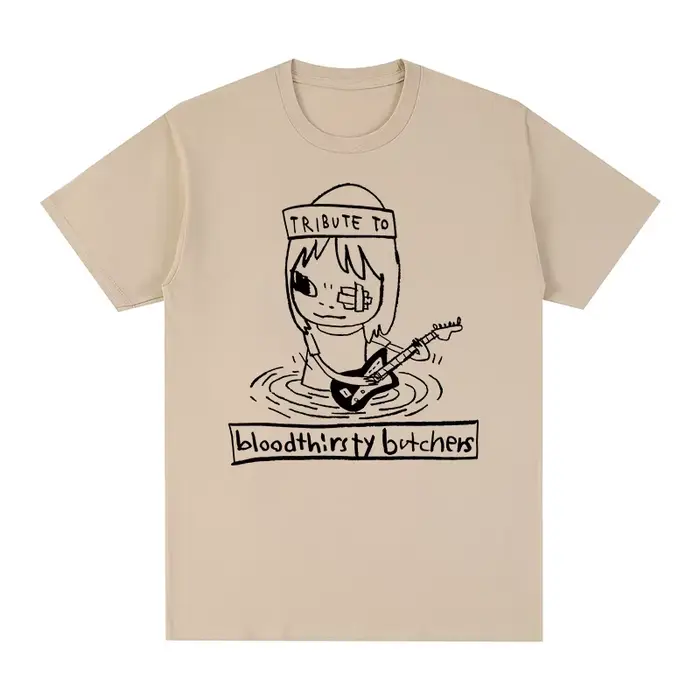 T-shirt en coton Yoshitomo Nara Rock Guitar pour hommes et femmes