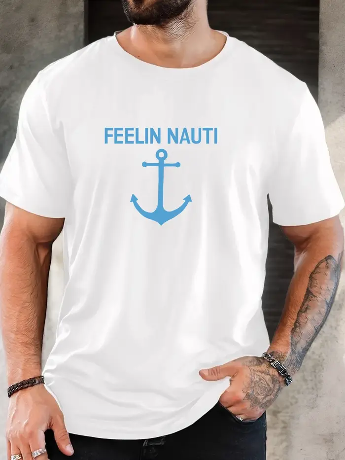 T-shirt court d'été décontracté à col rond pour hommes