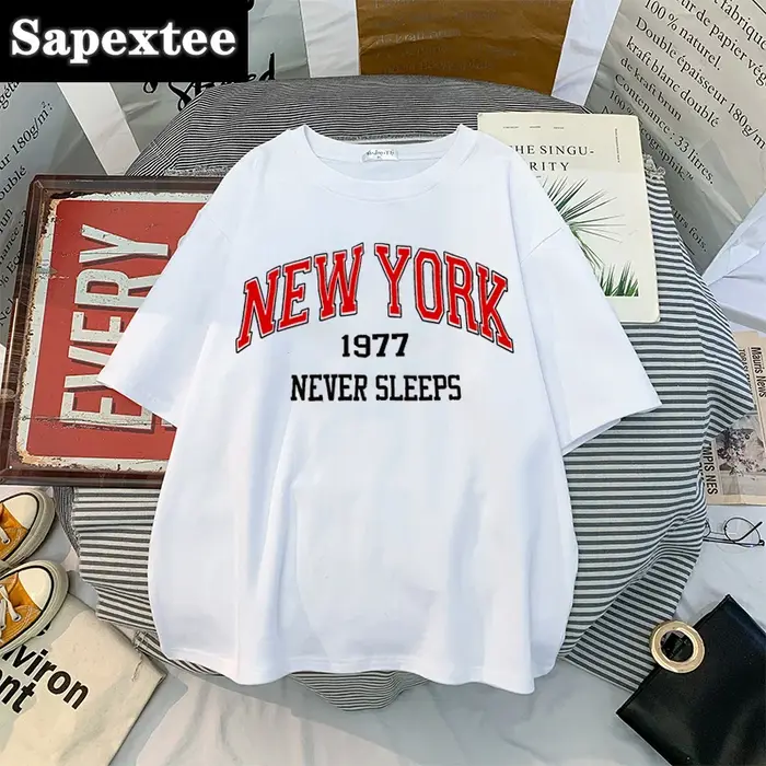 T-shirt imprimé lettre New York pour femme