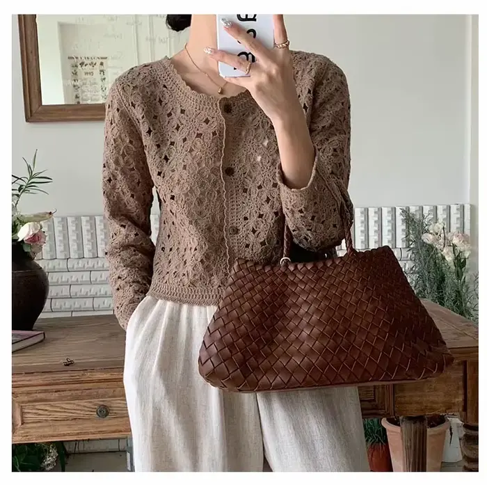 Haut en Crochet à manches longues pour femmes